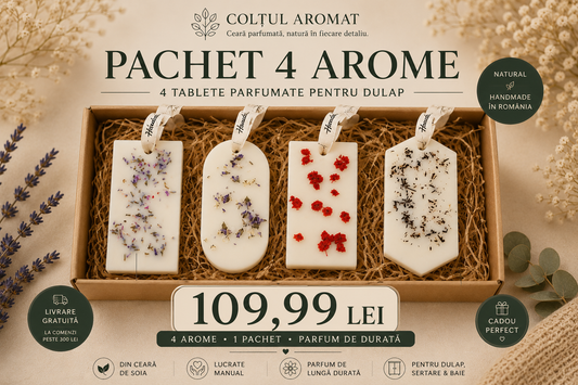 Pachet 4 Arome – Tablete parfumate din ceară de soia pentru dulap | Colțul Aromat